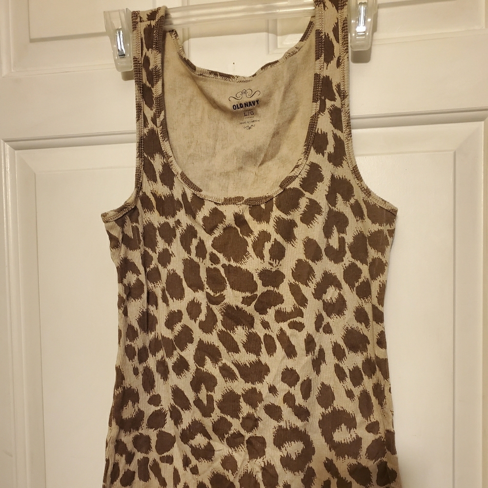 Leopard print ribbed tank top